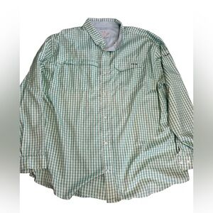 HUK XXXL ✨ performance wear Green Checkered Button-Up Shirt EUC